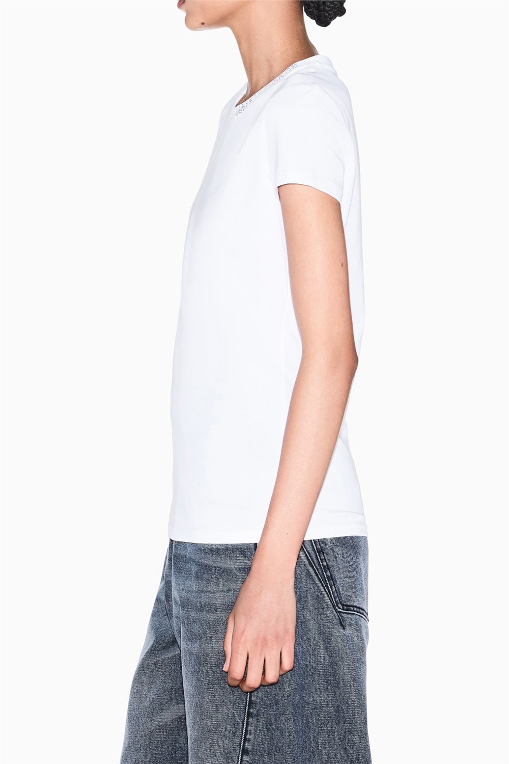 Armani Exchange Kadın Bisiklet Yaka T-Shirt Beyaz