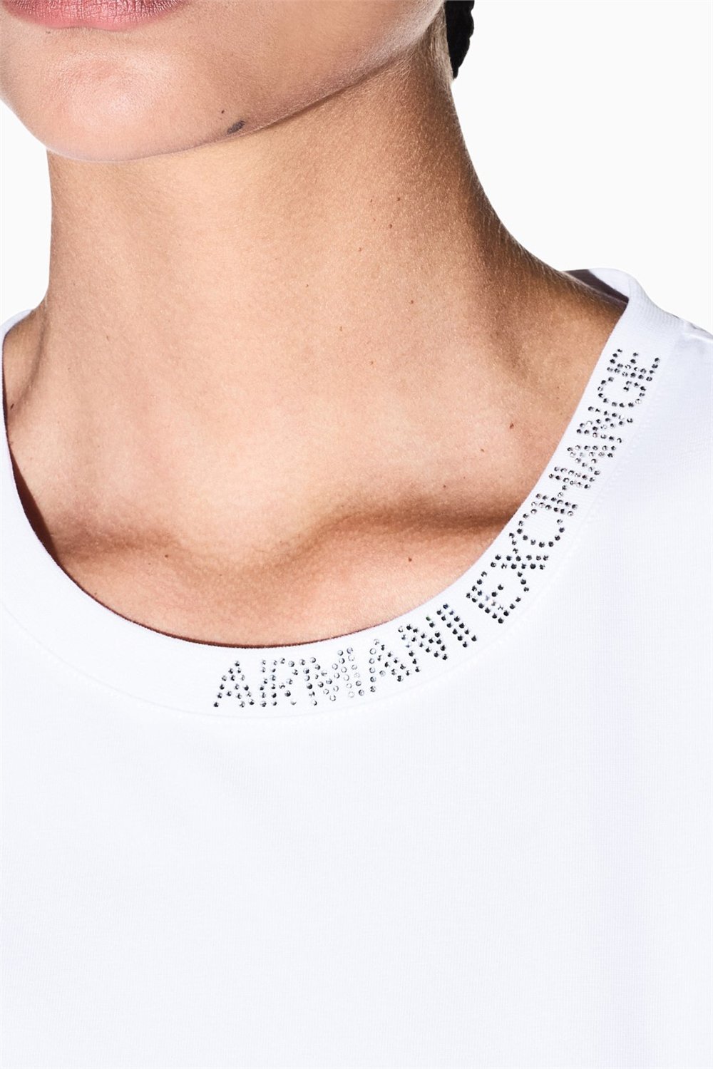 Armani Exchange Kadın Bisiklet Yaka T-Shirt Beyaz