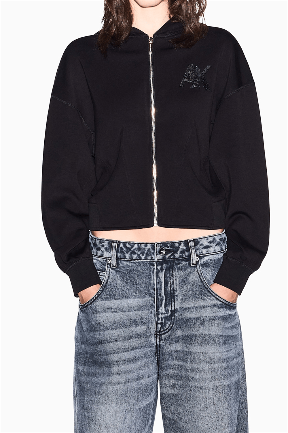 Armani Exchange Kadın Fermuarlı Sweatshirt Siyah