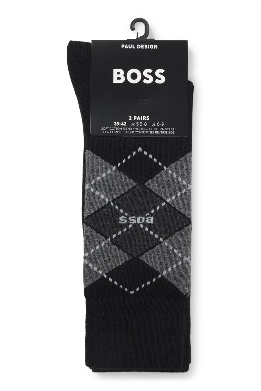 Boss Argyle Erkek 2li Çorap Siyah