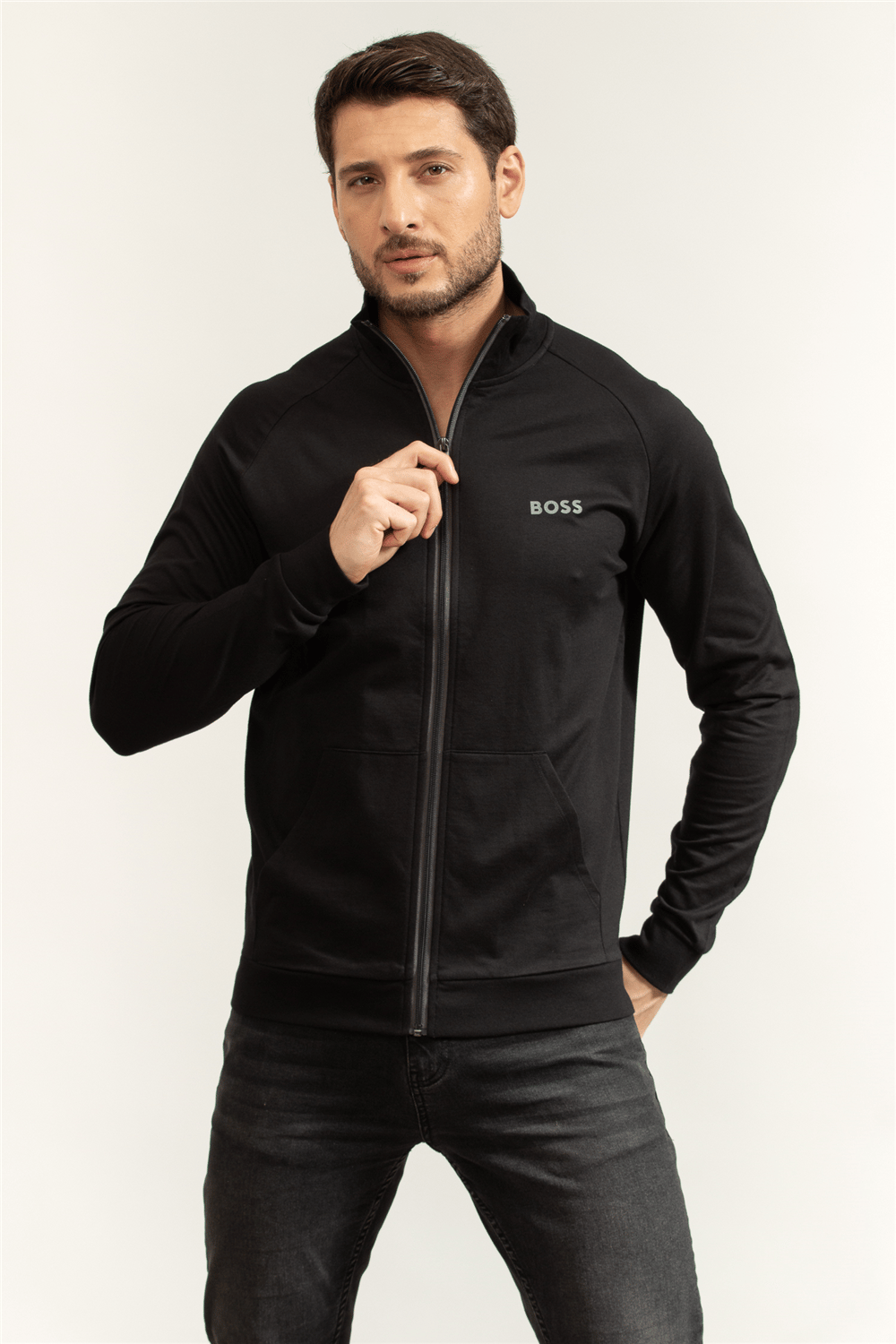 Boss Authentic Jacket Z Erkek Fermuarlı Sweatshirt Siyah