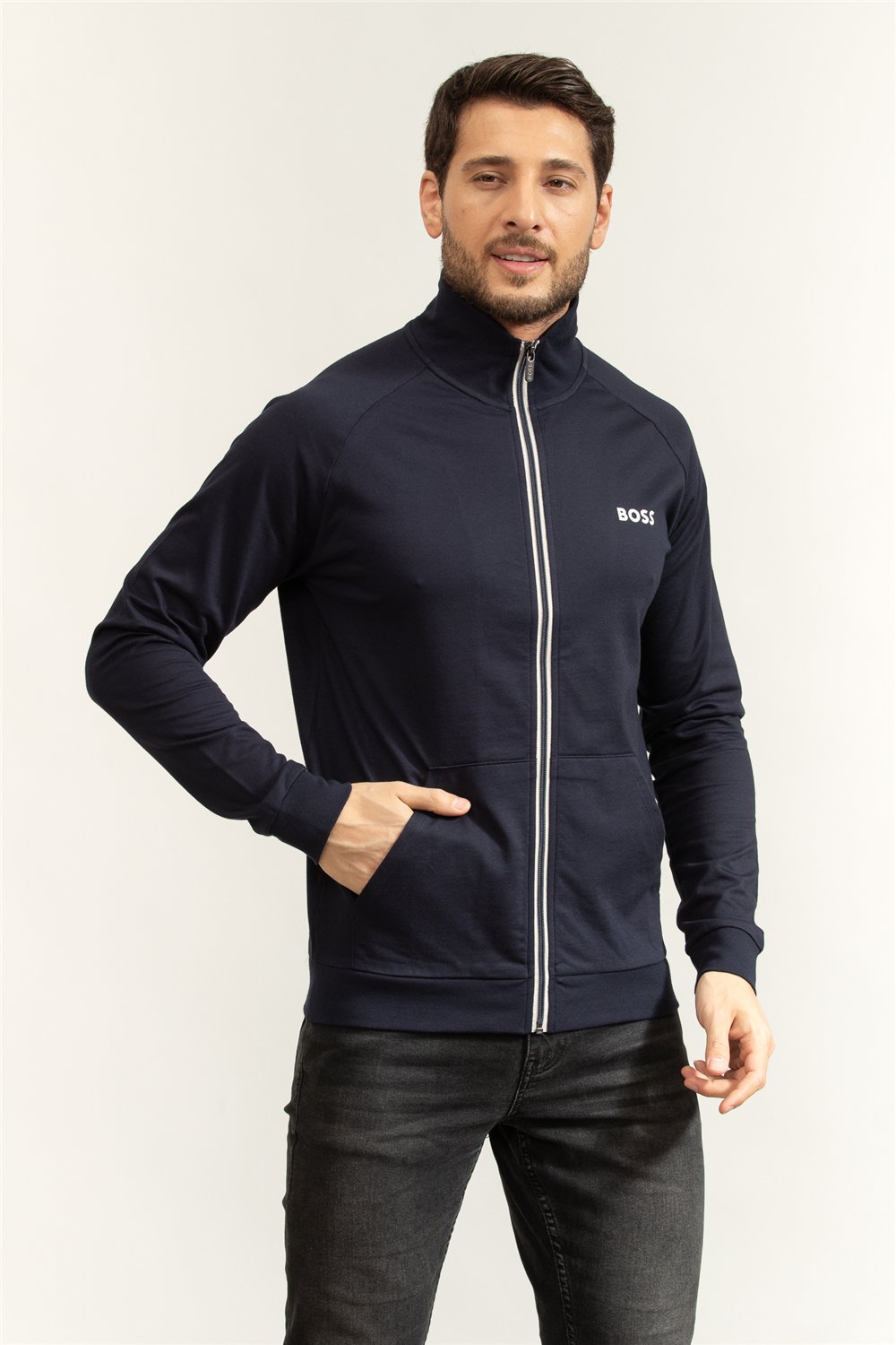 Boss Authentic Jacket Z Erkek Fermuarlı Sweatshirt Mavi