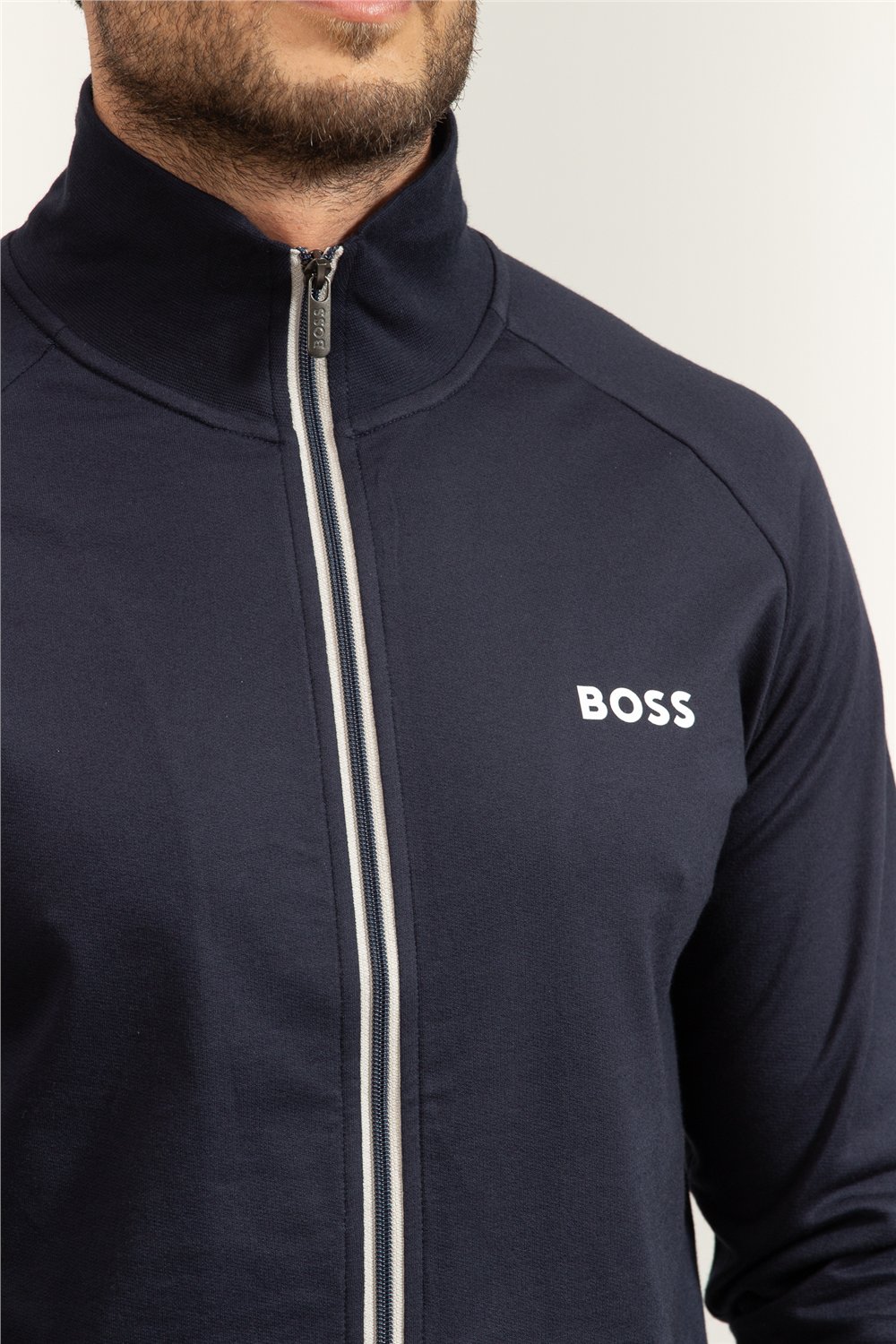 Boss Authentic Jacket Z Erkek Fermuarlı Sweatshirt Mavi