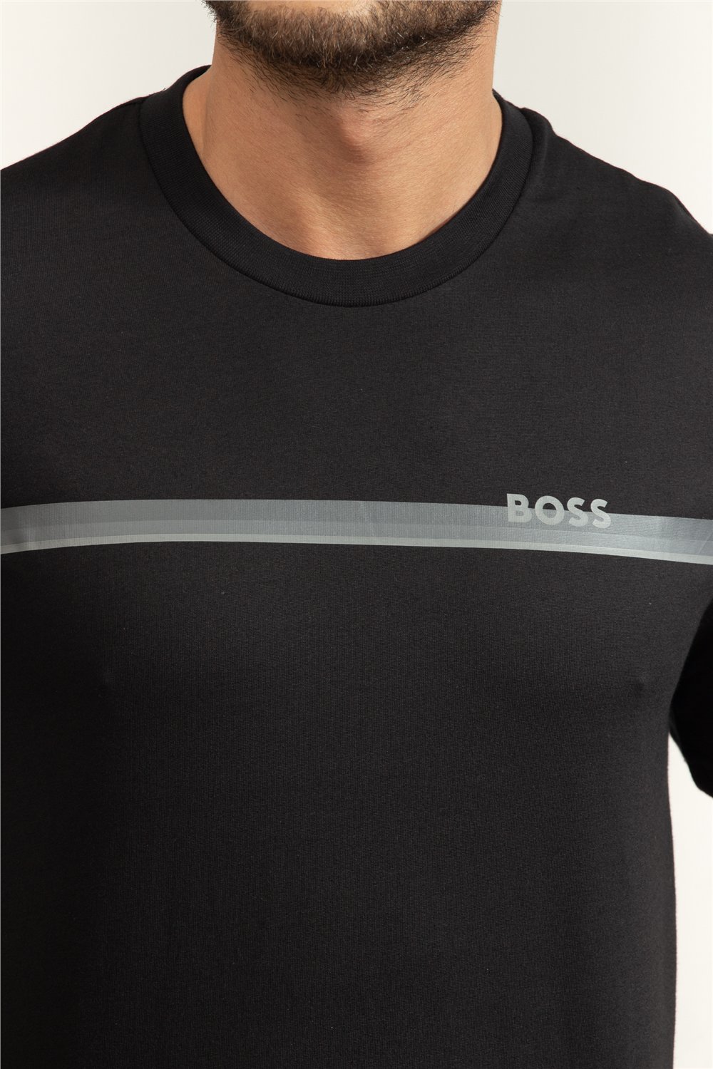 Boss Authentic T Shirt Erkek Bisiklet Yaka T-Shirt Siyah