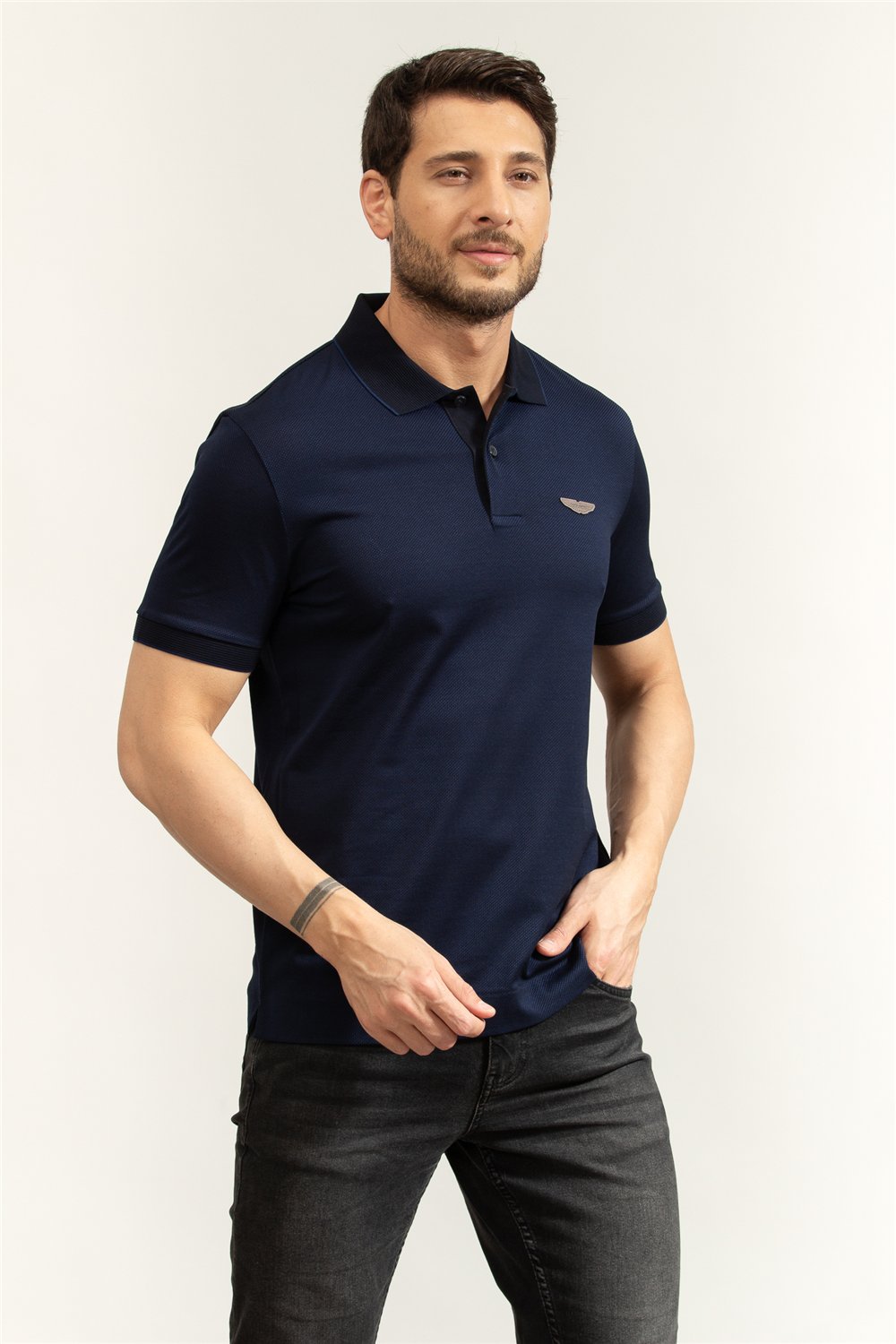 Boss C Parlay 248 Aston Martin Erkek Polo Yaka T-Shirt Mavi