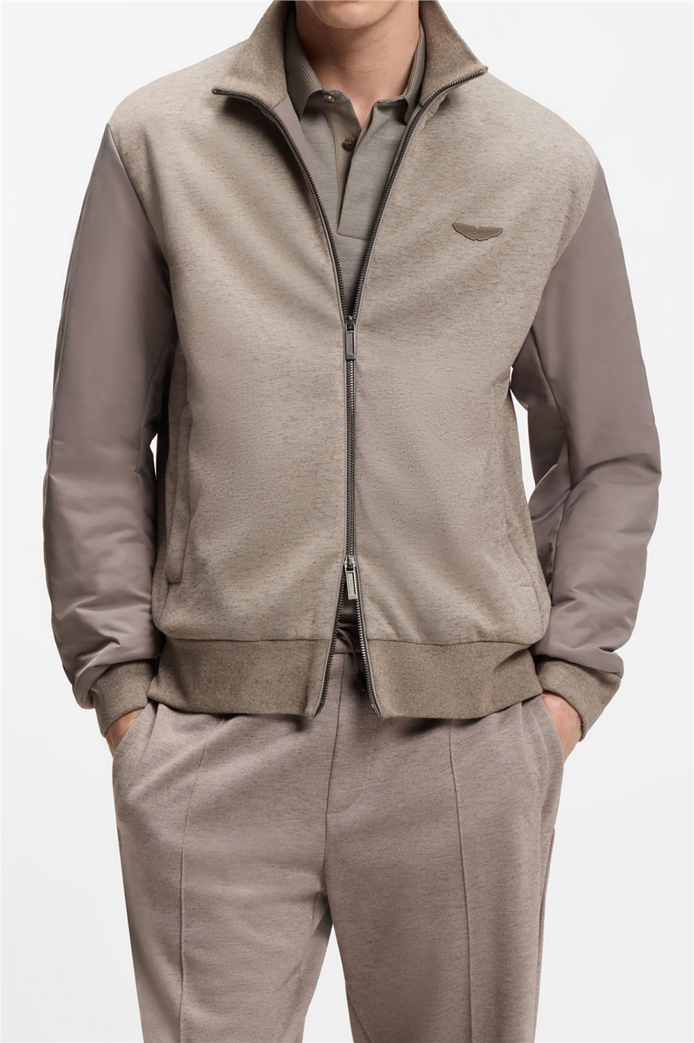 BOSS C Shepherd 242 Aston Martin Erkek Fermuarlı Sweatshirt Gri
