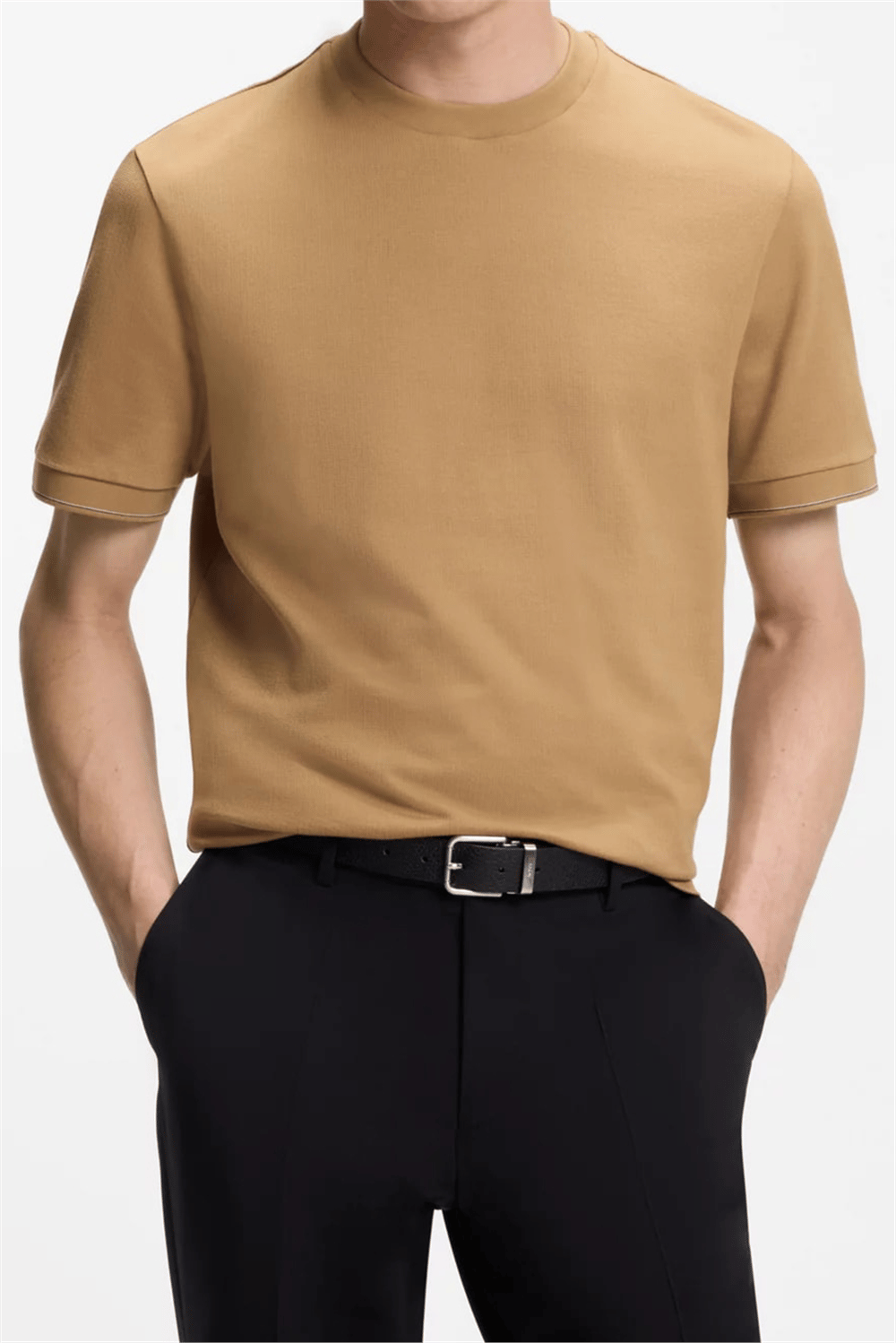 BOSS C Taut 90 Erkek Bisiklet Yaka T-Shirt Bej