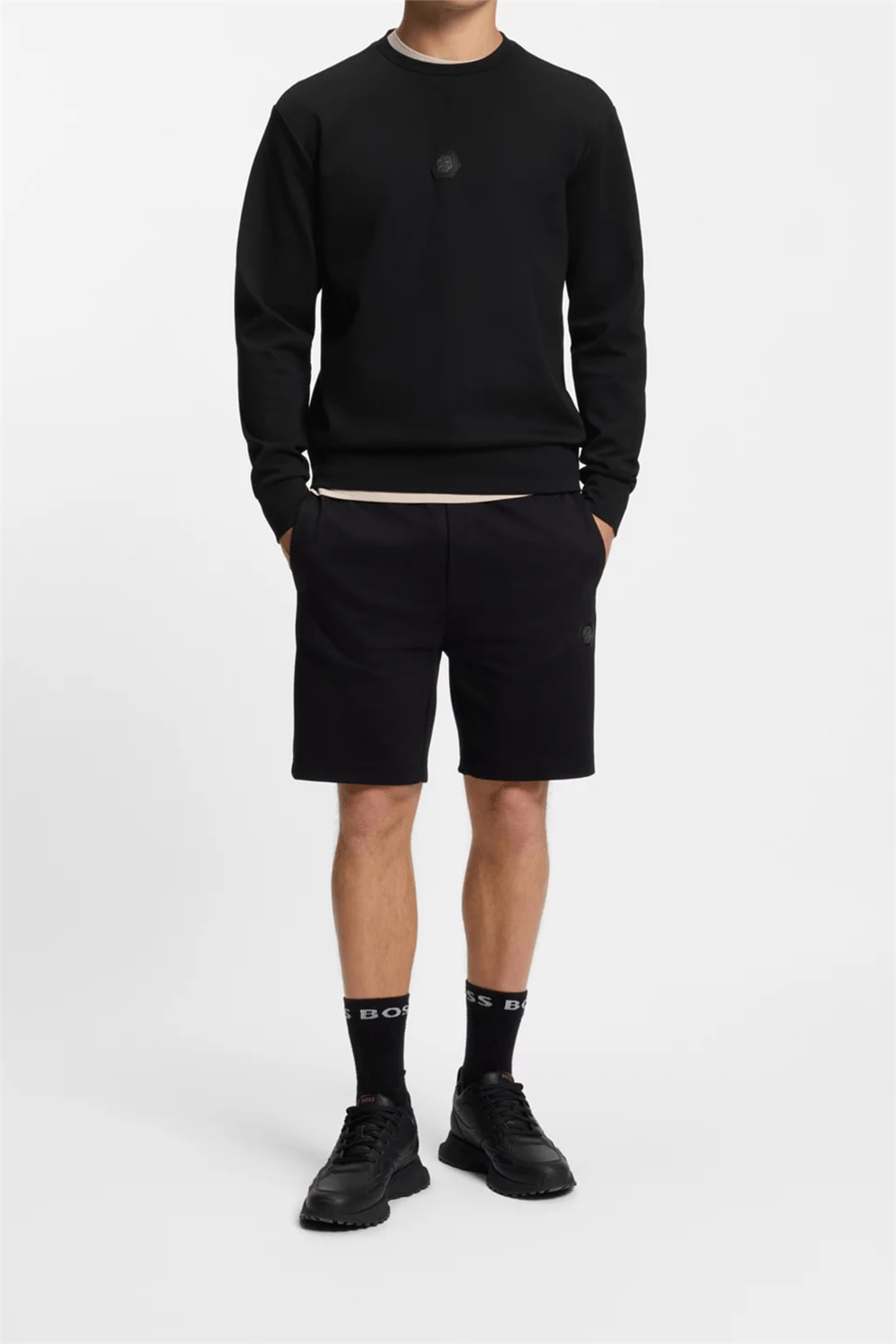 Boss CN Future Erkek Bisiklet Yaka Sweatshirt Siyah