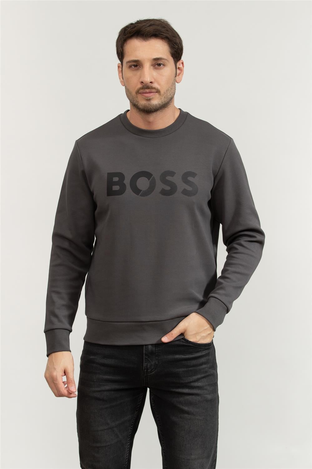 Boss Erkek Bisiklet Yaka Sweatshirt