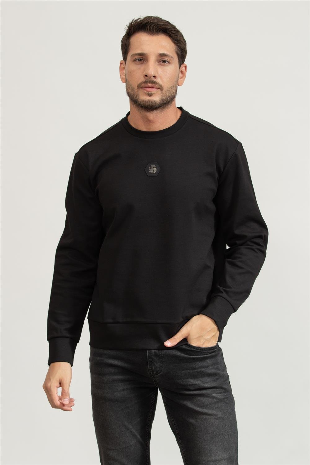 Boss Erkek Bisiklet Yaka Sweatshirt