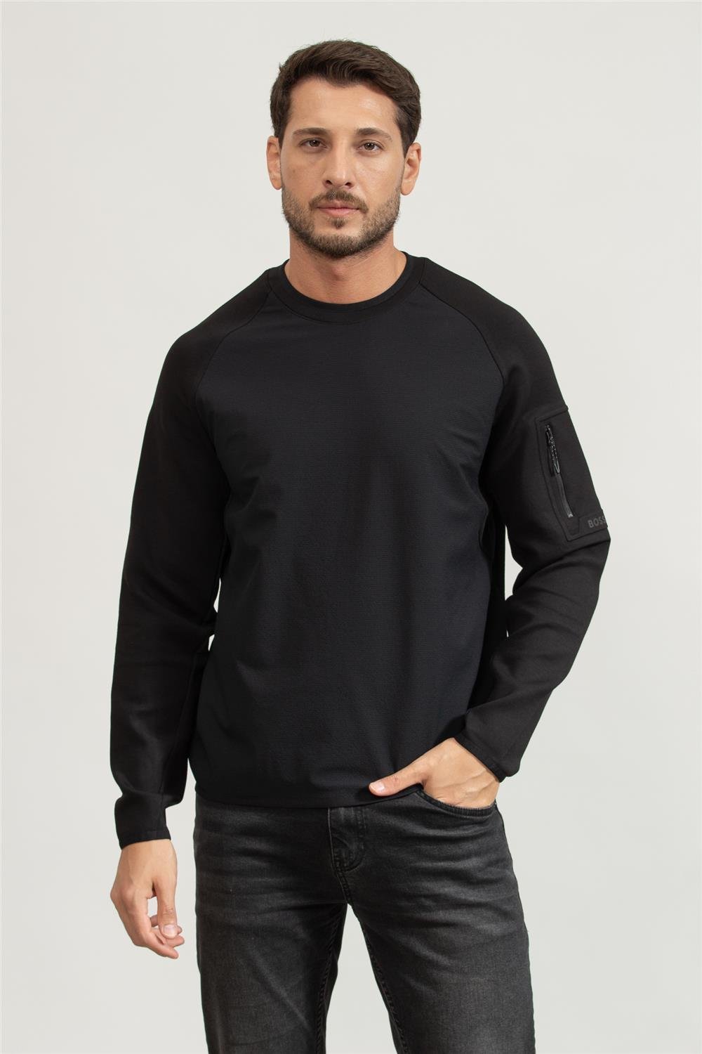 Boss Erkek Bisiklet Yaka Sweatshirt