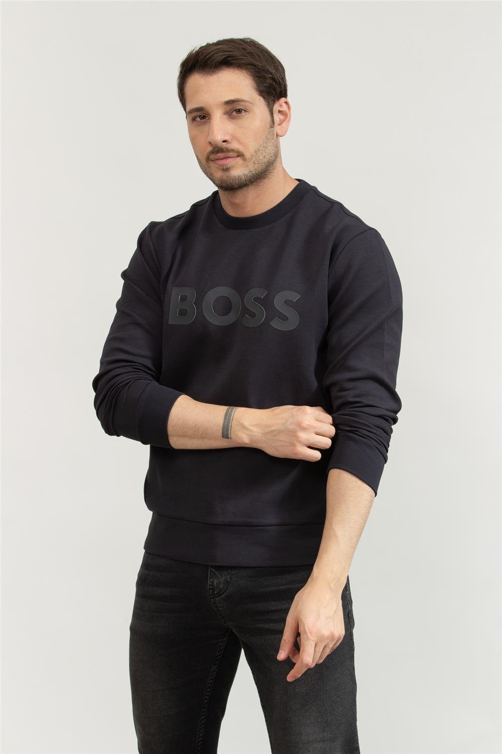 Boss Erkek Bisiklet Yaka Sweatshirt