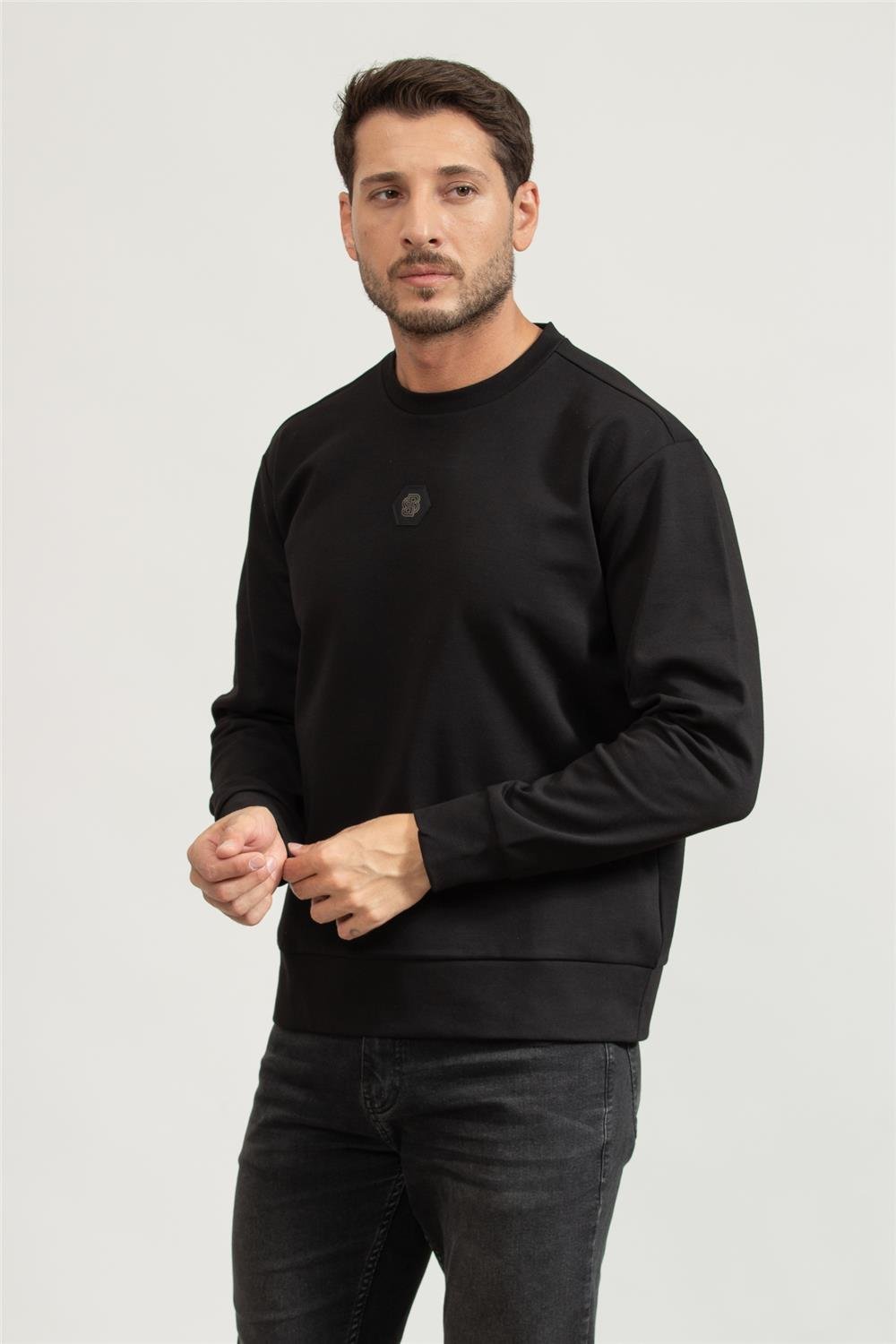 Boss Erkek Bisiklet Yaka Sweatshirt