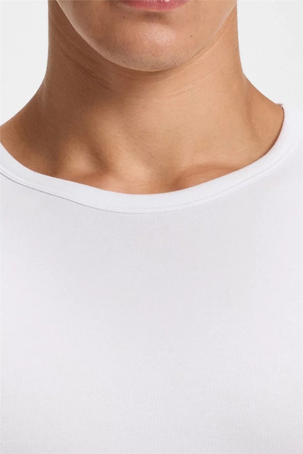 Boss Erkek Bisiklet Yaka T-Shirt Beyaz