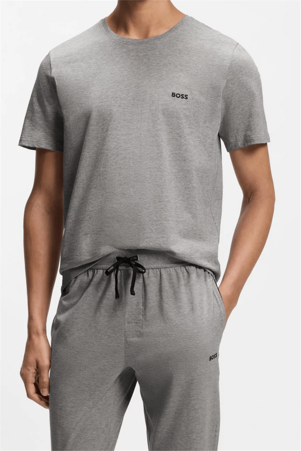 Boss Erkek Bisiklet Yaka T-Shirt Gri