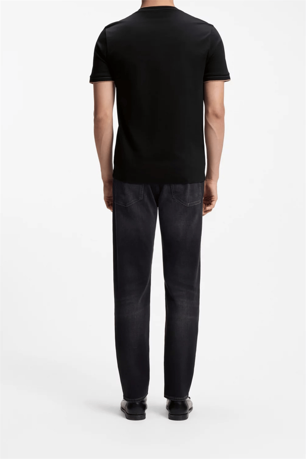 BOSS H Tessler 195 Erkek Bisiklet Yaka T-Shirt Siyah
