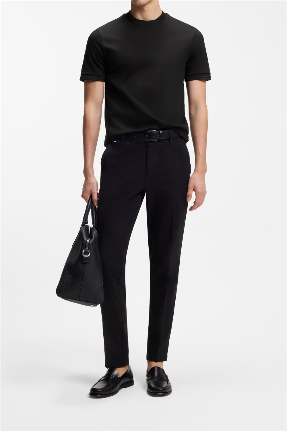 Boss H Tessler 238 Erkek Bisiklet Yaka T-Shirt Siyah