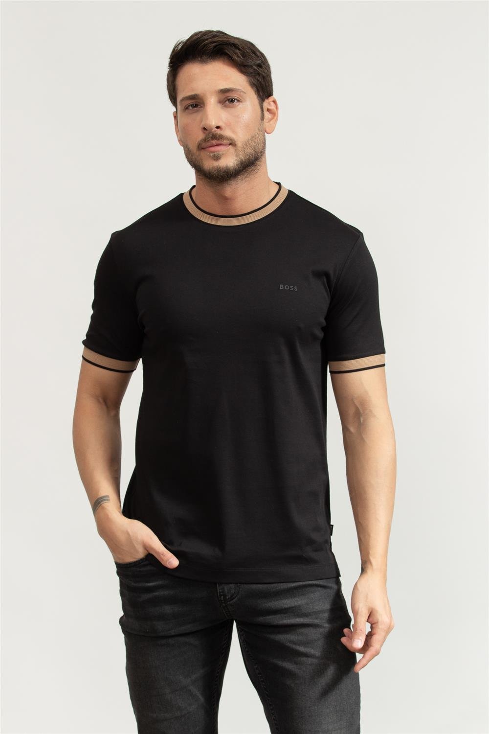 BOSS H-Tessler Erkek Bisiklet Yaka T-Shirt