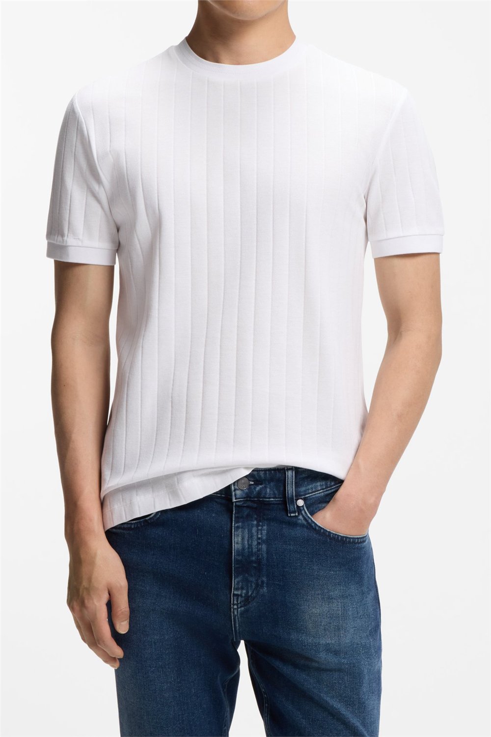 Boss H Thompson 236 Erkek Bisiklet Yaka T-Shirt Beyaz