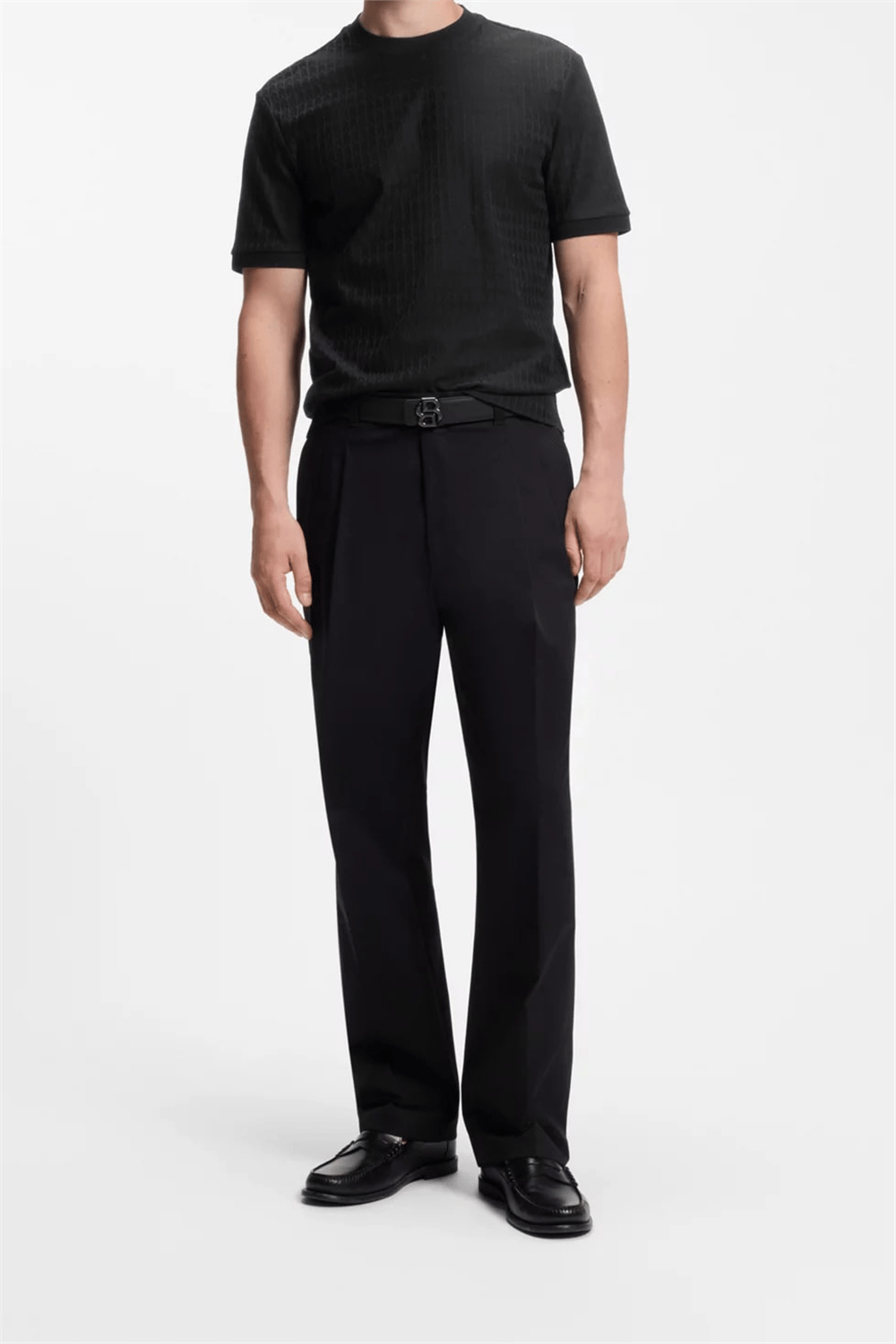 BOSS H Thompson 321 Erkek Bisiklet Yaka T-Shirt Siyah