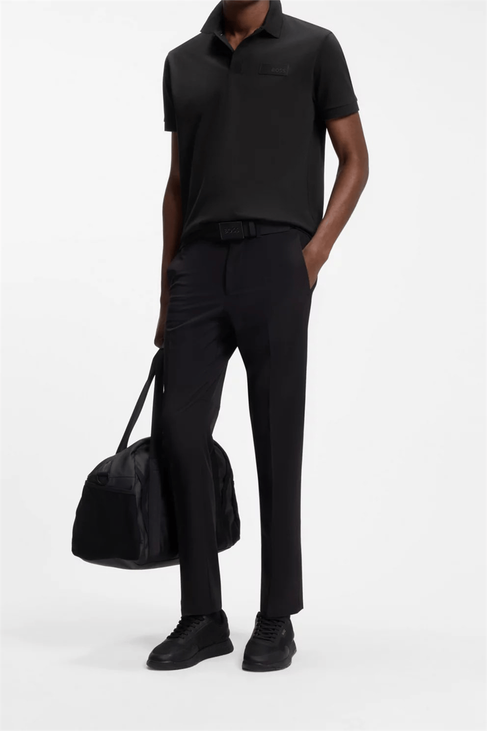 BOSS Paddy Structure Erkek Polo Yaka T-Shirt Siyah