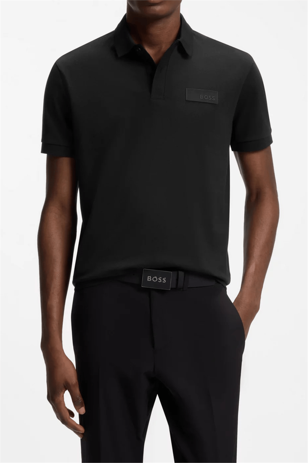 BOSS Paddy Structure Erkek Polo Yaka T-Shirt Siyah