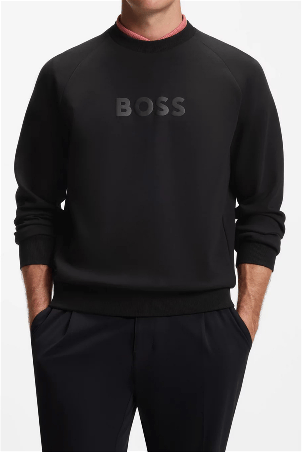Boss Salbo Erkek Bisiklet Yaka Sweatshirt Siyah