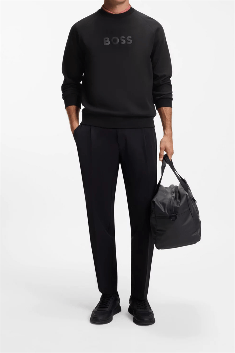 Boss Salbo Erkek Bisiklet Yaka Sweatshirt Siyah