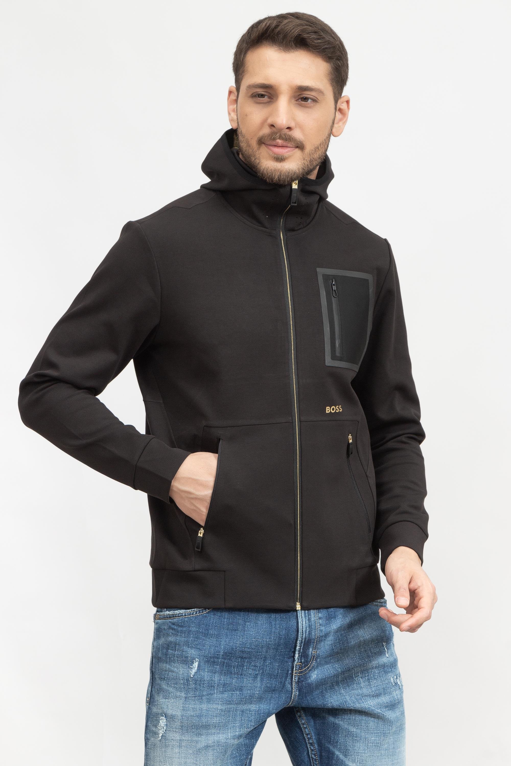 Boss Sariq Erkek Fermuarlı Sweatshirt