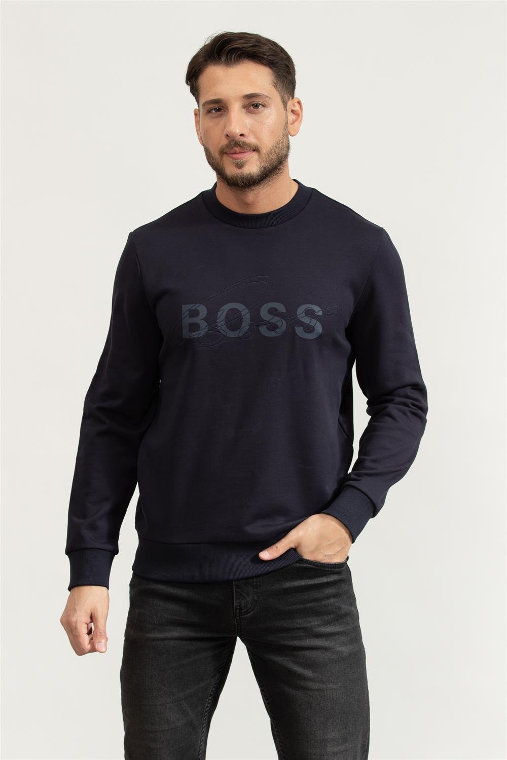Boss Stadler Erkek Bisiklet Yaka Sweatshirt