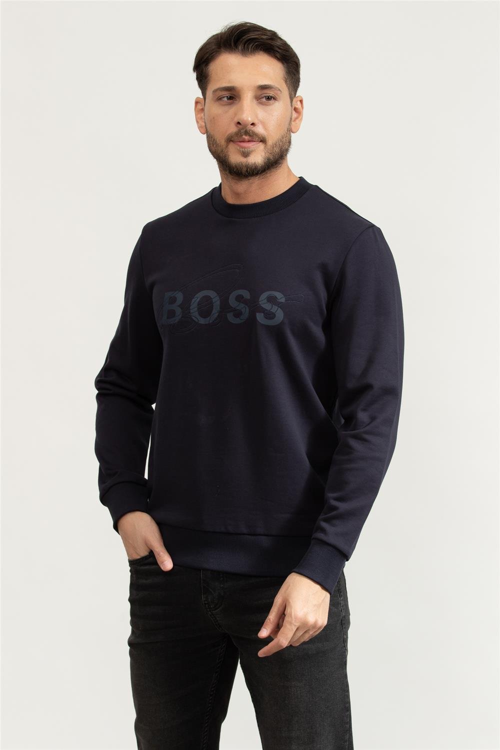 Boss Stadler Erkek Bisiklet Yaka Sweatshirt
