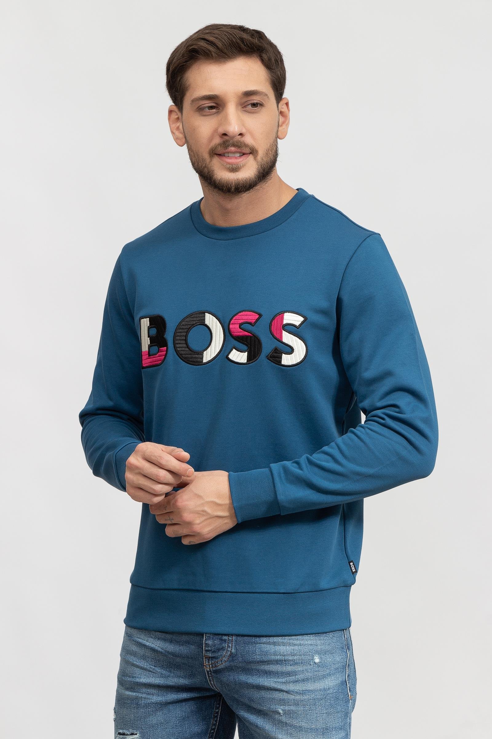 Boss Stadler Erkek Bisiklet Yaka Sweatshirt