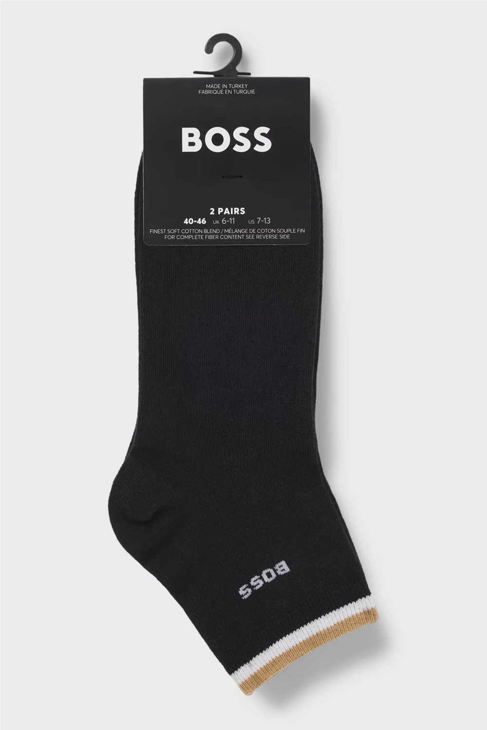 Boss Stripe Erkek 2li Çorap Siyah