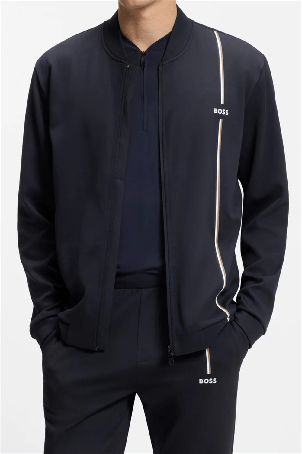 BOSS Sw Toc Game Fz Erkek Fermuarlı Sweatshirt Mavi