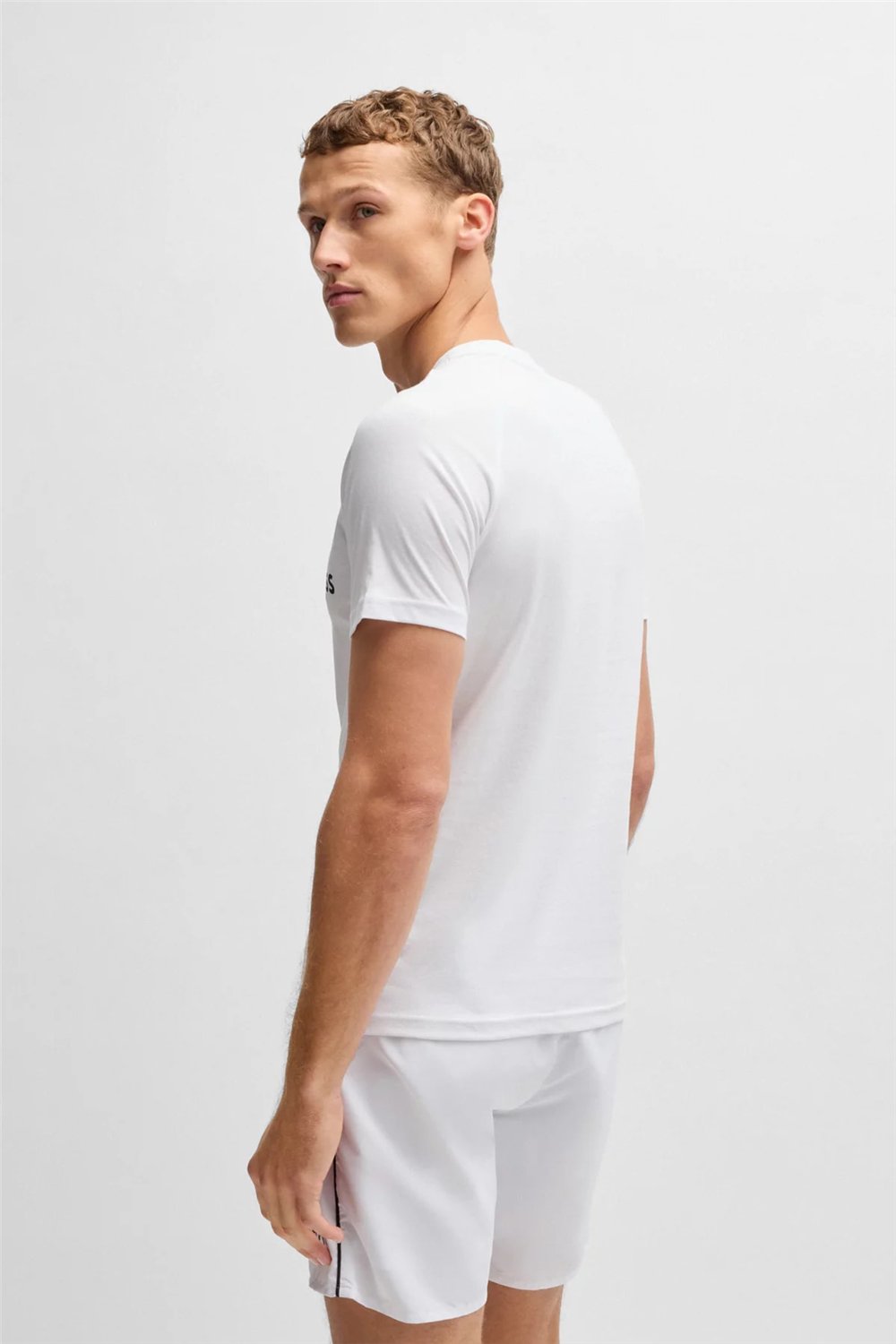 Boss T Shirt Rn Slim Fit Erkek Bisiklet Yaka T-Shirt Beyaz