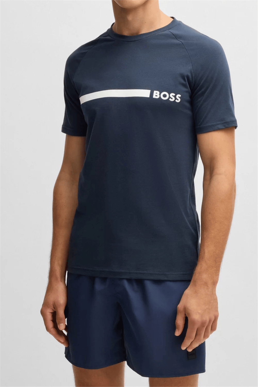 Boss T Shirt Rn Slim Fit Erkek Bisiklet Yaka T-Shirt Lacivert