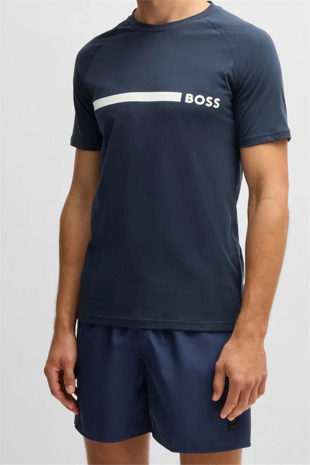 Boss T Shirt Rn Slim Fit Erkek Bisiklet Yaka T-Shirt Lacivert