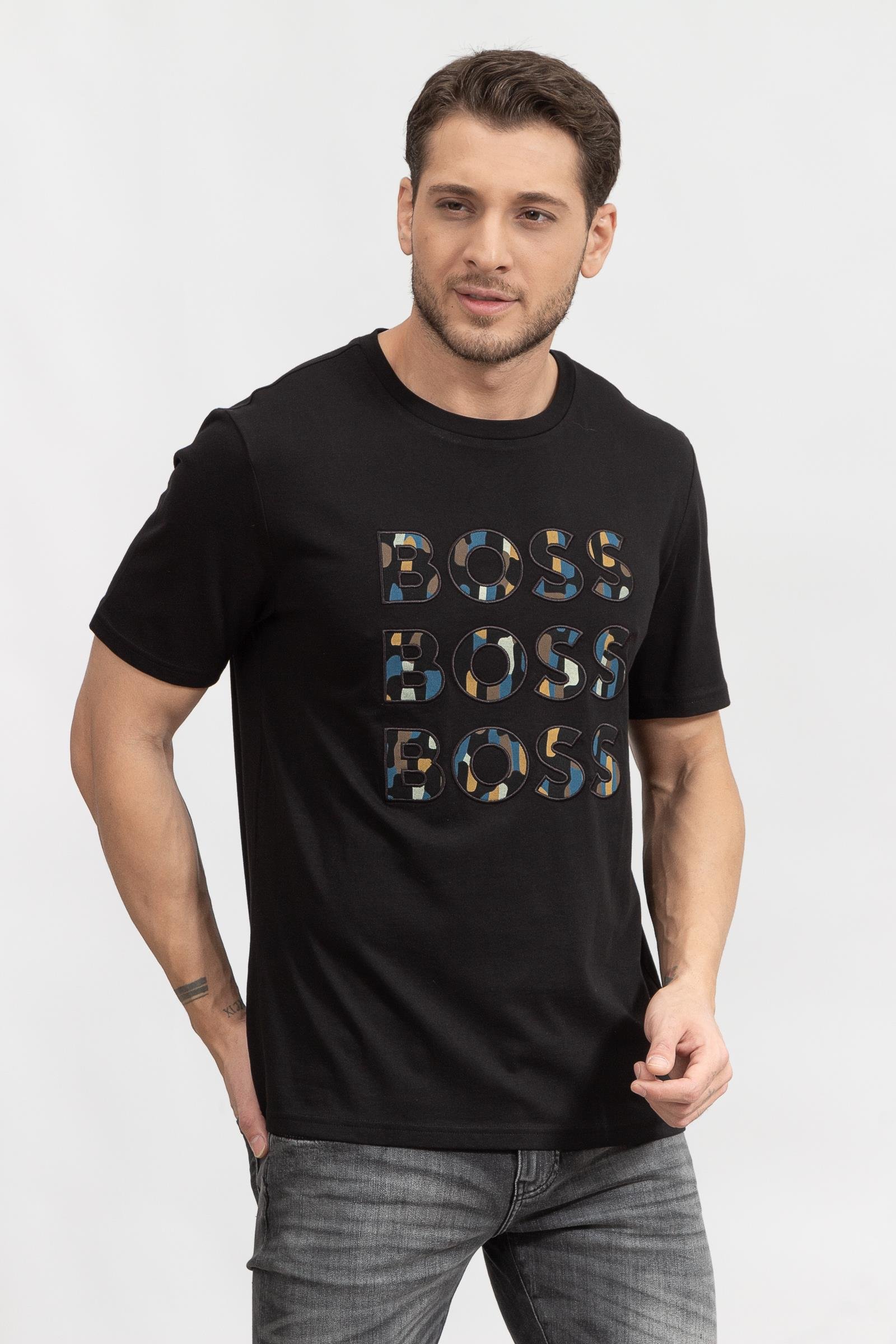 Boss Teelogofun Erkek Bisiklet Yaka T-Shir