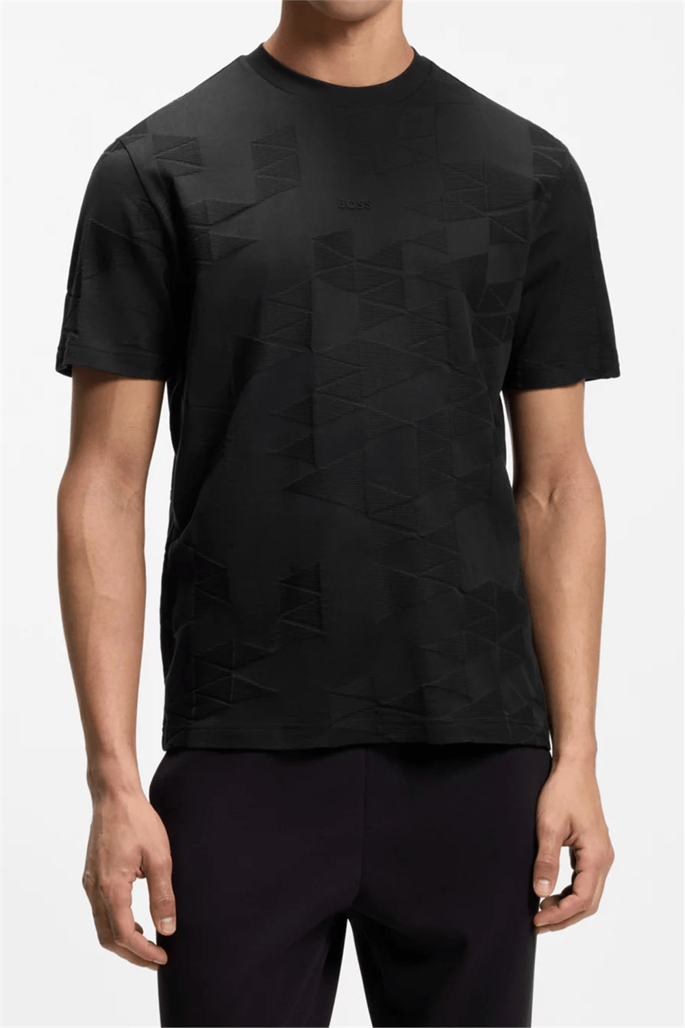 BOSS Ts Network Jq Erkek Bisiklet Yaka T-Shirt Siyah