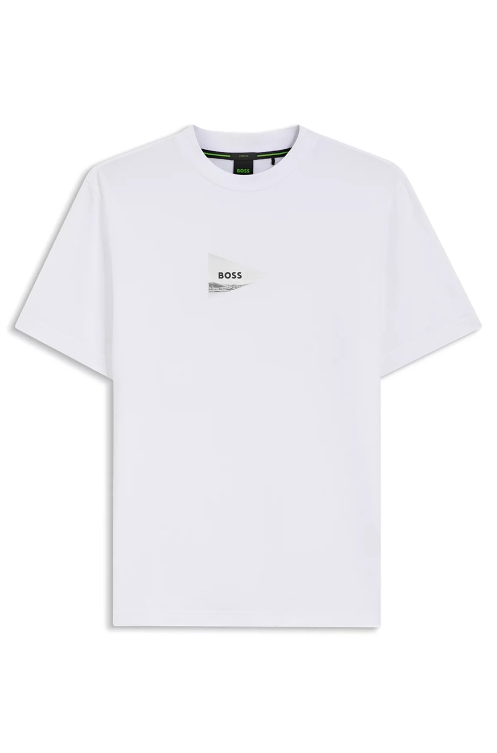 BOSS Ts Network Photo Erkek Bisiklet Yaka T-Shirt Beyaz