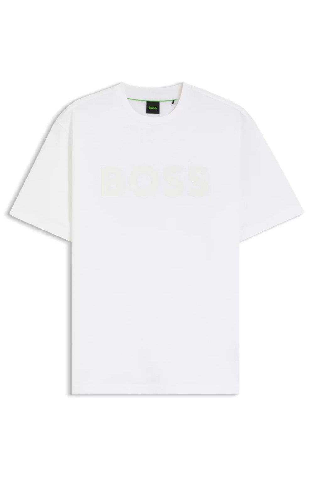 BOSS Ts Structure Logo Erkek Bisiklet Yaka T-Shirt Beyaz