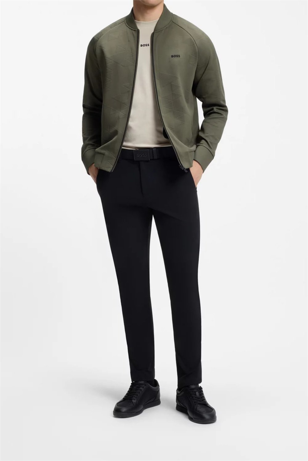 BOSS Ts Urban Tech Erkek Bisiklet Yaka T-Shirt Bej