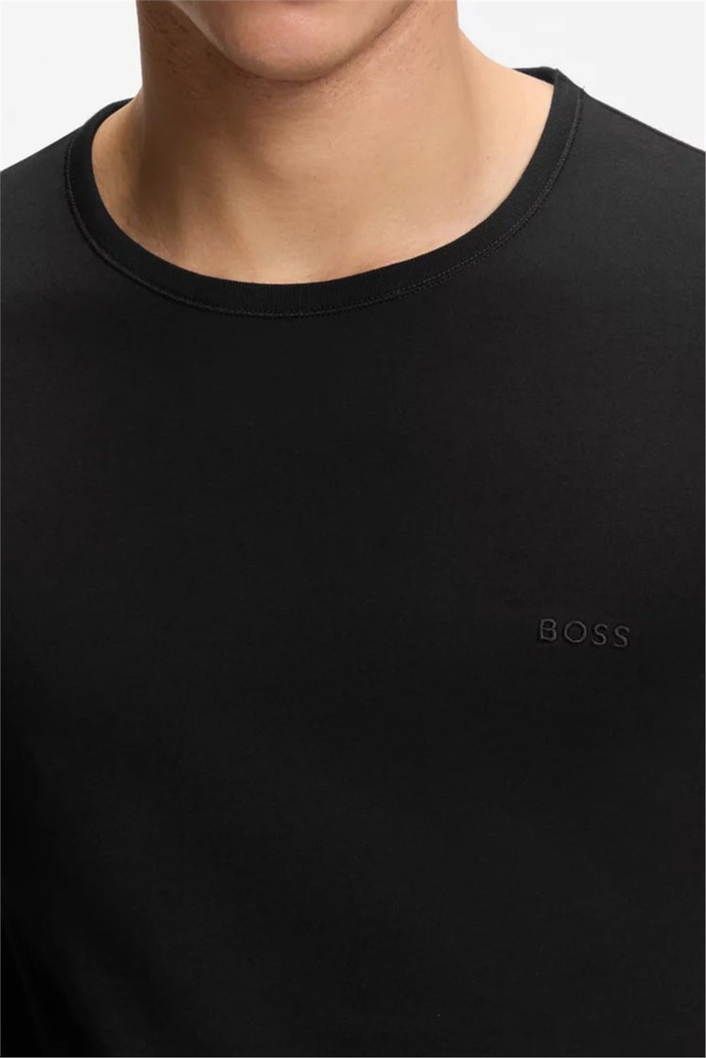 Boss TShirt RN 3P Classic Erkek 3lü Atlet Siyah