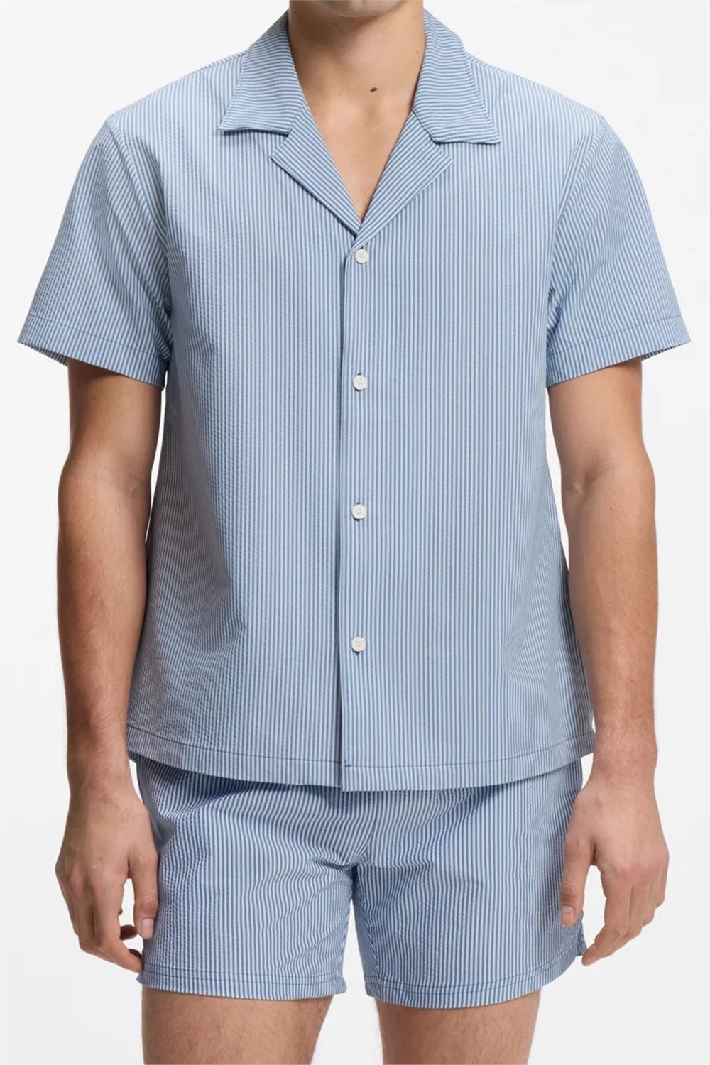 Boss Velvetfish Shirt Erkek Bisiklet Yaka T-Shirt Mavi