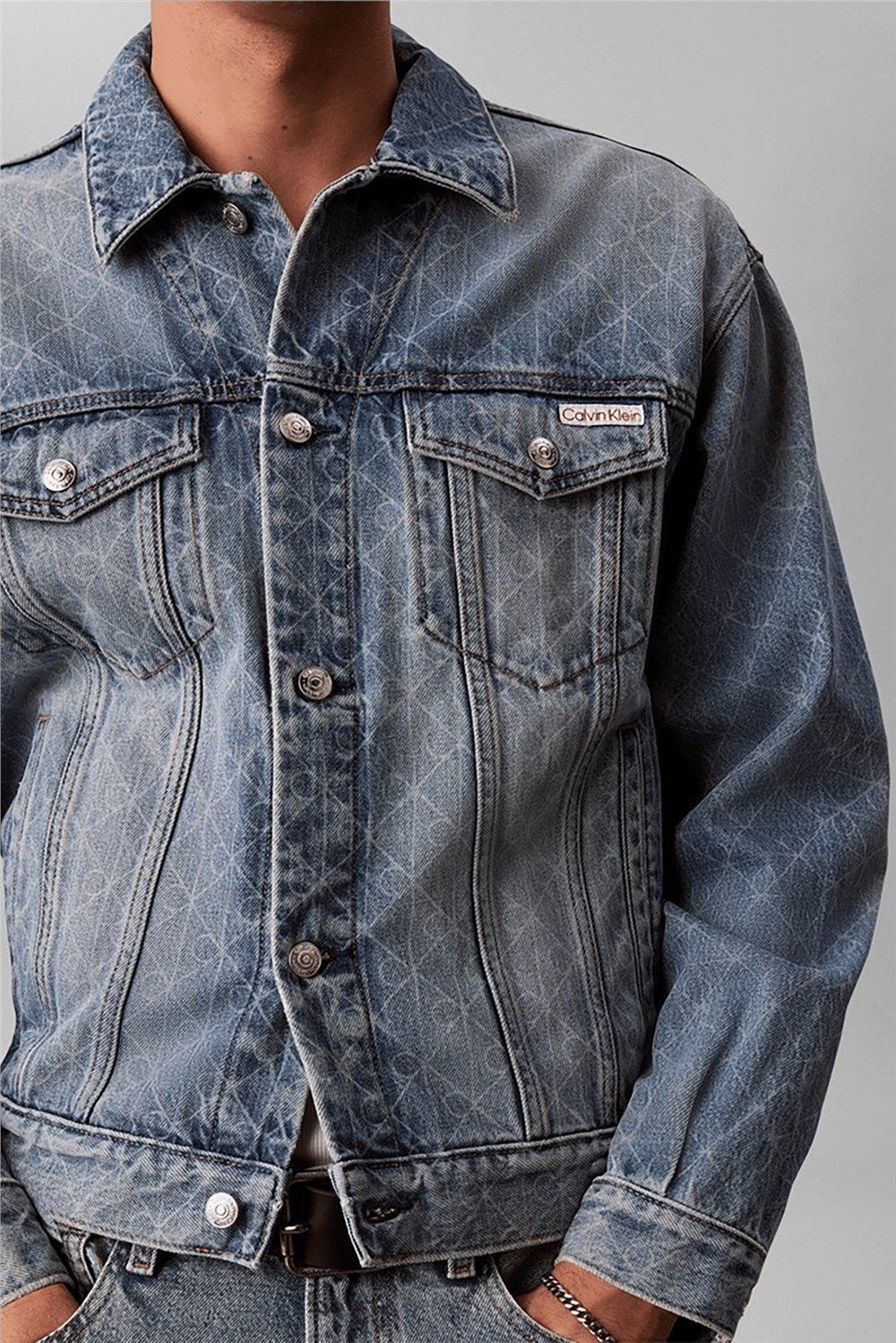 Calvin Klein 90S Boulevard Blues Aop Trucker Erkek Kot Mont