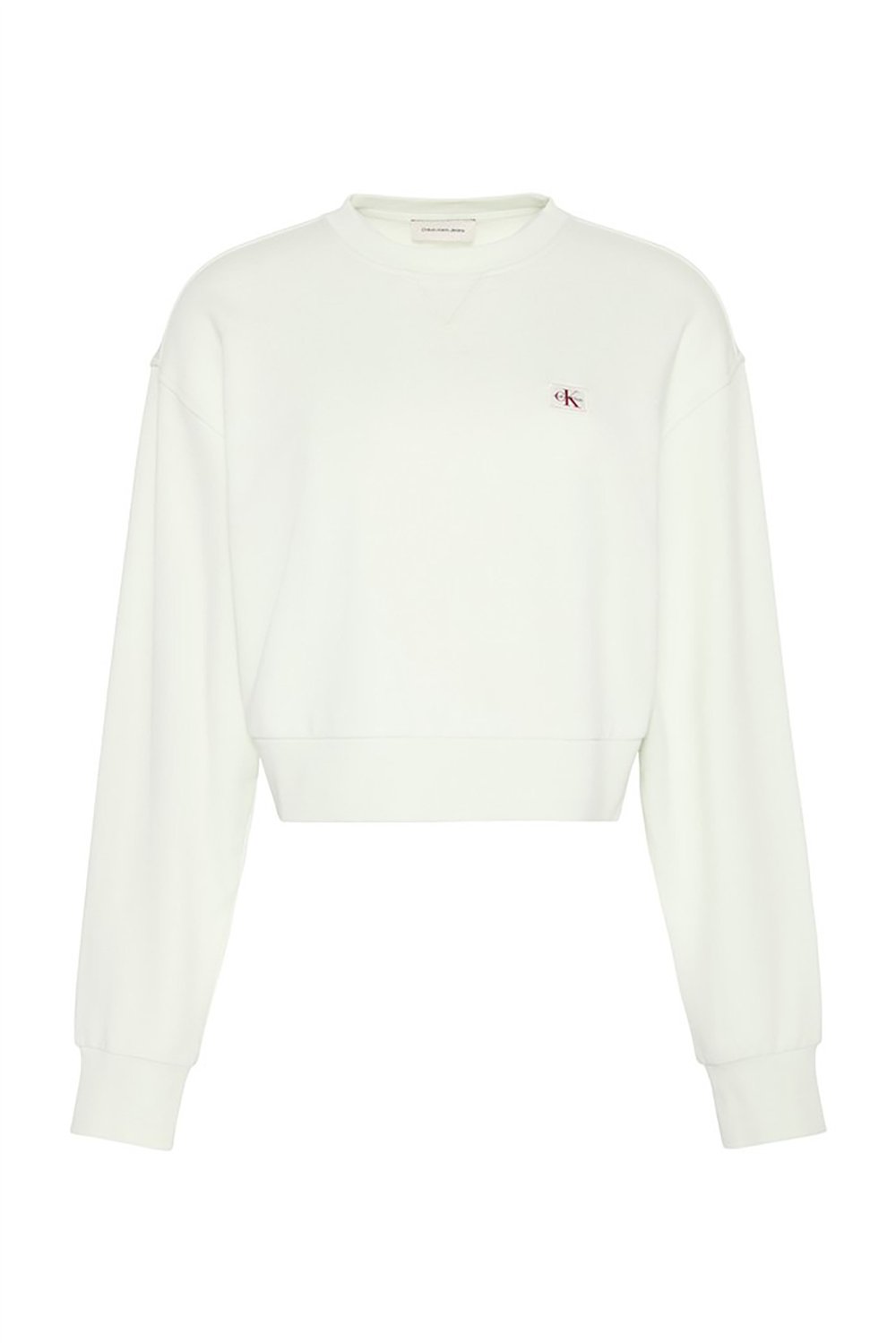 Calvin Klein A - Cropped Badge Logo Kadın Bisiklet Yaka Sweatshirt
