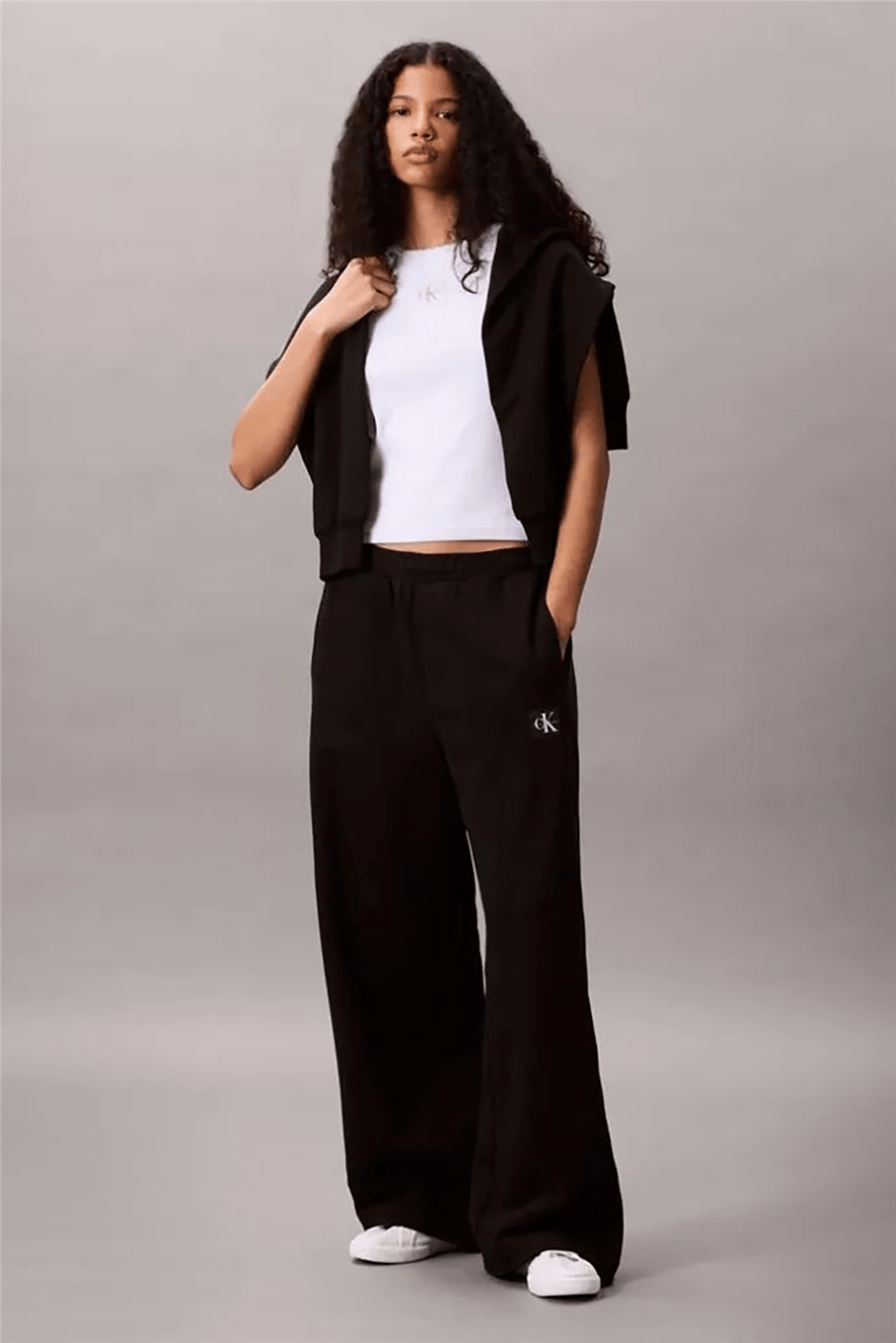Calvin Klein A- French Terry Badge Logo Pant Kadın Eşofman Altı Siyah