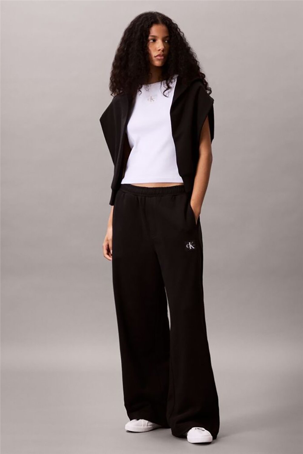 Calvin Klein A- French Terry Badge Logo Pant Kadın Eşofman Altı Siyah