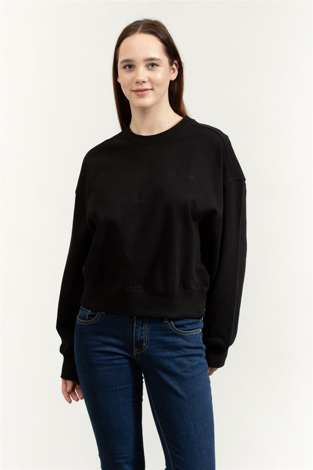 Calvin Klein A- Logo Emb French Terry Crewneck Kadın Bisiklet Yaka Sweatshirt