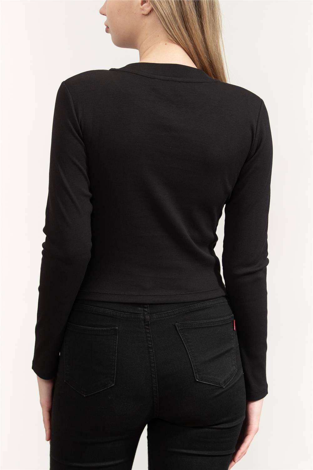 Calvin Klein A- Ls Monogram Baby Tee Kadın Bisiklet Yaka T-Shirt